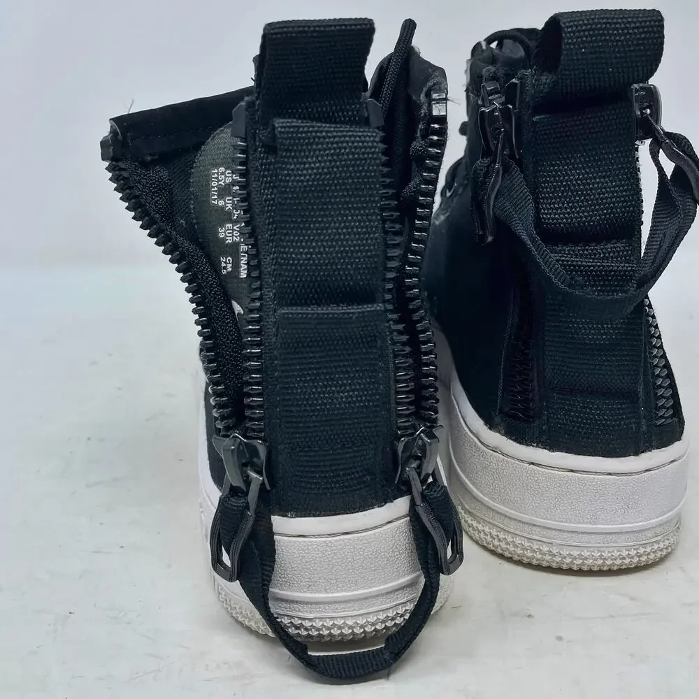 Nike Special Field Air Force 1 Mid Black Shoes Youth Size 6.5Y Zip